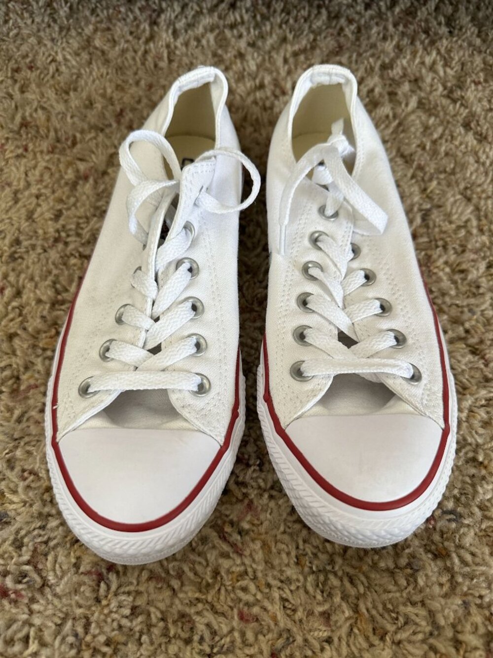 Converse Chuck Taylor All Star White Canvas Low Top Sneakers Womens 8 Lace-Up
